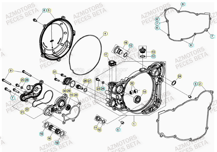 Couvercle Embrayage AZMOTORS Pieces BETA RR 2T 300 RACING - (2022)