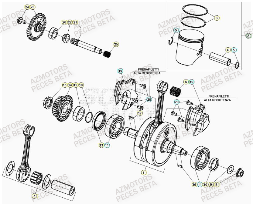 Vilebrequin AZMOTORS Pieces BETA RR 2T 300 RACING - (2022)