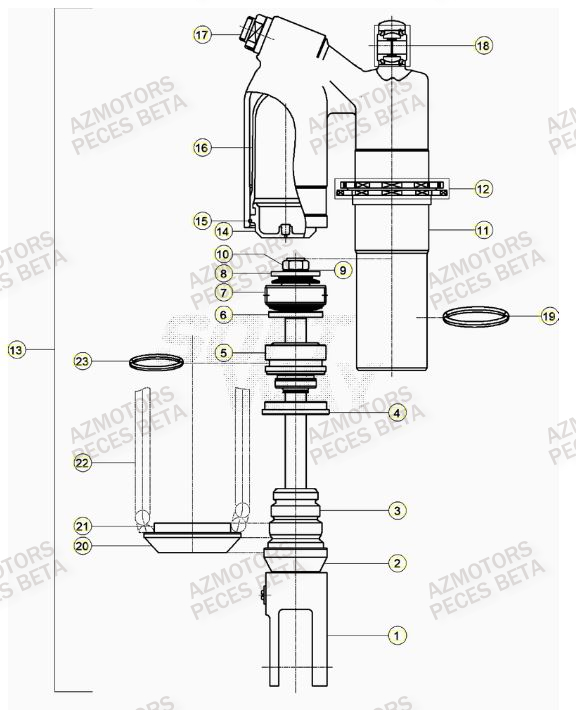 Amortisseur AZMOTORS Pieces BETA RR 2T 300 RACING - (2023)