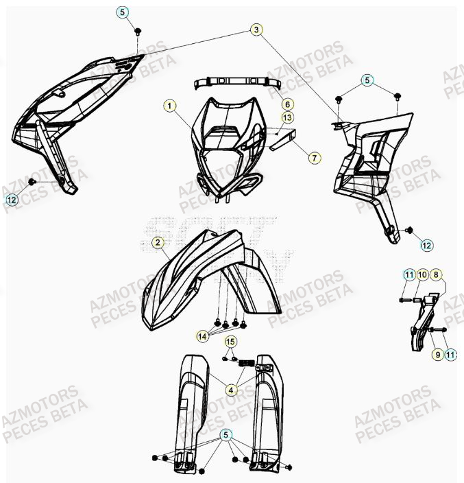 Carenage Avant AZMOTORS Pieces BETA RR 2T 300 RACING - (2023)