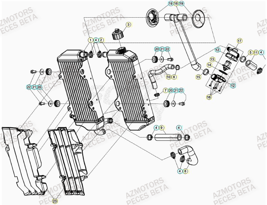 Radiateur AZMOTORS Pieces BETA RR 2T 300 RACING - (2023)
