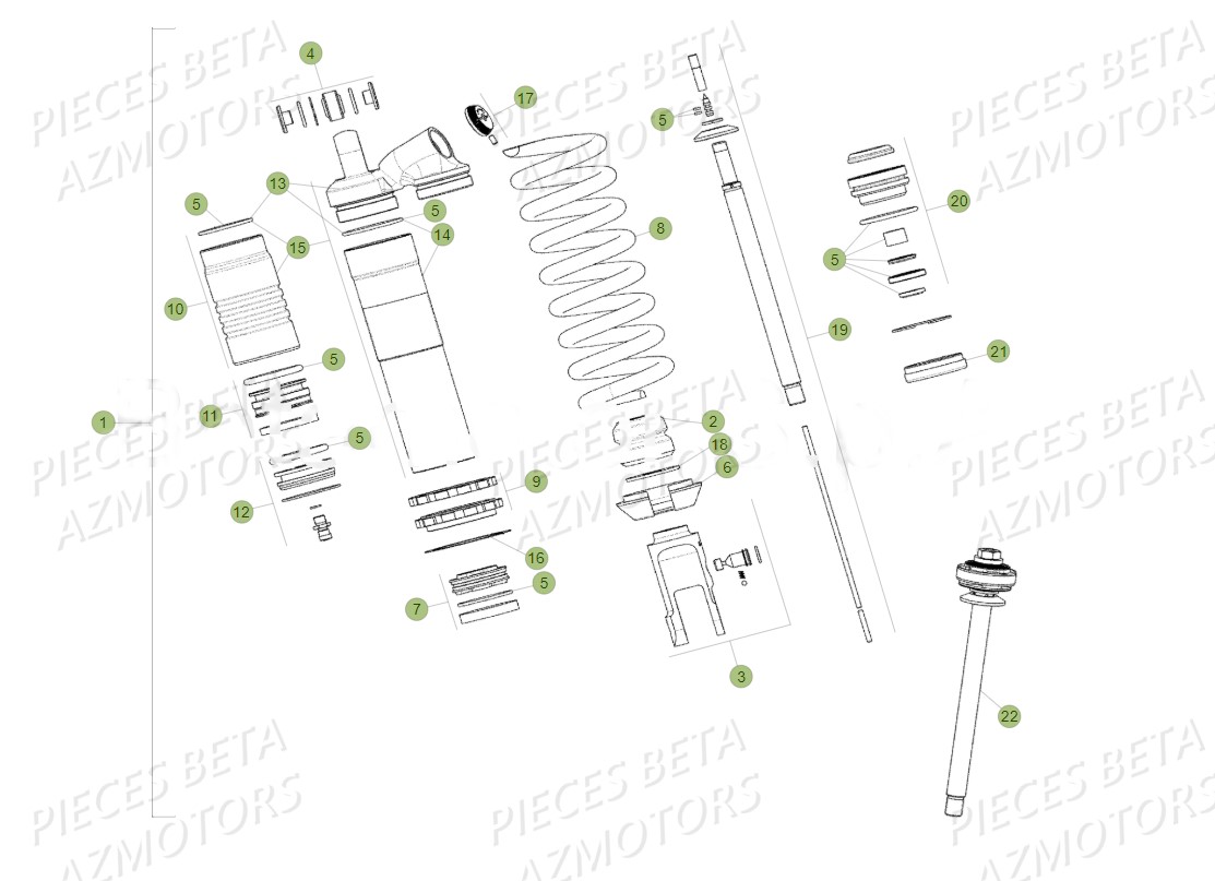 Amortisseur Detail AZMOTORS Pieces BETA RR 2T 300 RACING - (2018)