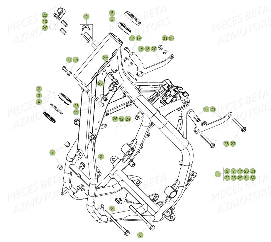 Chassis AZMOTORS Pieces BETA RR 2T 300 RACING - (2018)