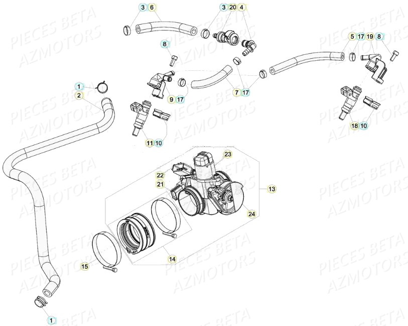 Carburation Injection AZMOTORS PiÃ¨ces Beta RR 4T 350 Enduro - (2020)