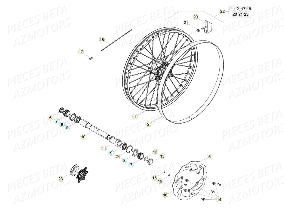 Roue Avant AZMOTORS PiÃ¨ces Beta RR 4T 350 Enduro - (2020)