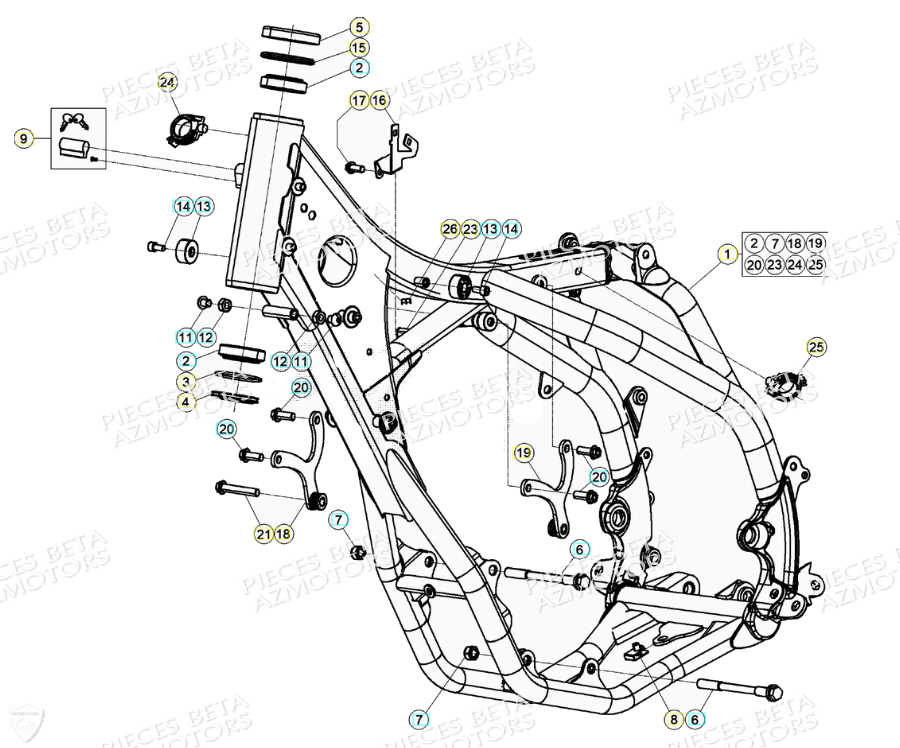 Chassis AZMOTORS PiÃ¨ces Beta RR 4T 350 Enduro - (2021)