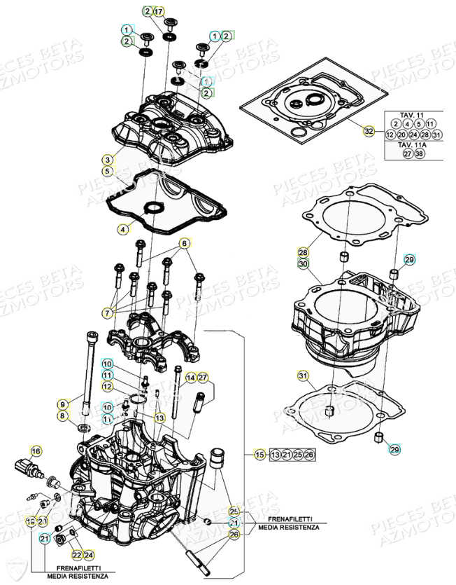 Cylindre Culasse AZMOTORS PiÃ¨ces Beta RR 4T 350 Enduro - (2021)