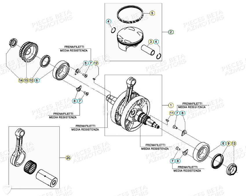 Vilebrequin Piston Bielle AZMOTORS PiÃ¨ces Beta RR 4T 350 Enduro - (2021)