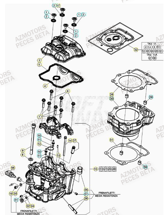 Cylindre AZMOTORS PiÃ¨ces Beta RR 4T 350 Enduro - (2023)