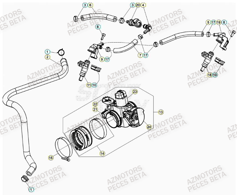 Injection AZMOTORS PiÃ¨ces Beta RR 4T 350 Enduro - (2023)
