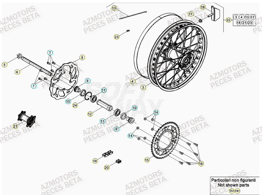 Roue Arriere AZMOTORS PiÃ¨ces Beta RR 4T 350 Enduro - (2023)