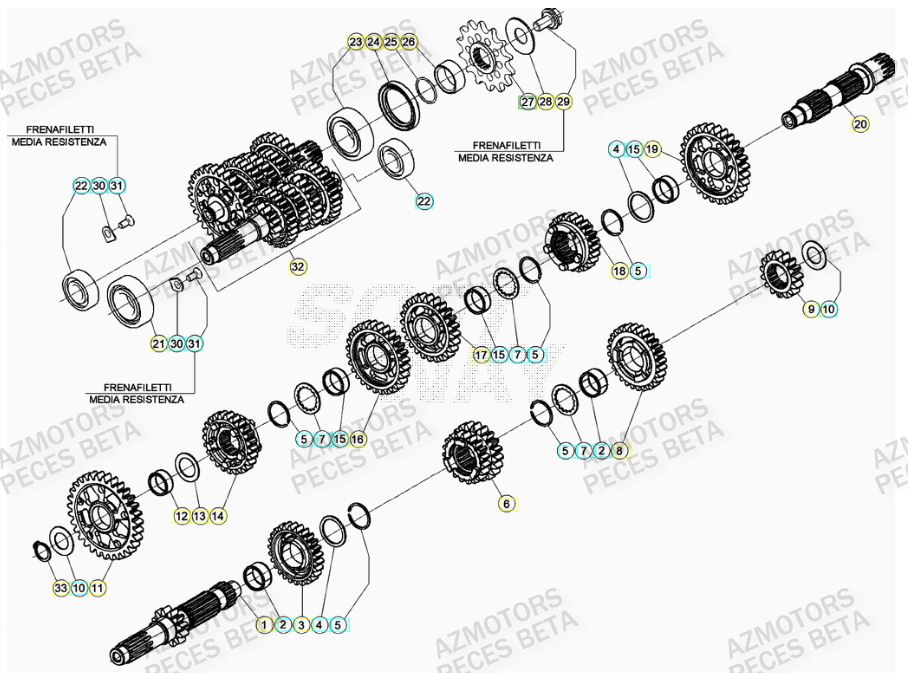Transmission AZMOTORS PiÃ¨ces Beta RR 4T 350 Enduro - (2023)