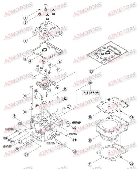 Cylindre Culasse AZMOTORS PiÃ¨ces Beta RR 4T 350 Enduro - 2016