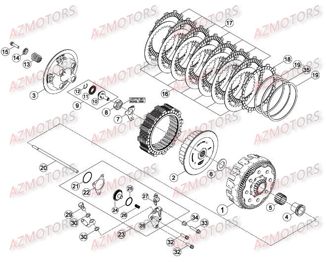Embrayage AZMOTORS PiÃ¨ces Beta RR 4T 350 Enduro - 2016