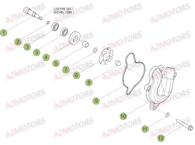 Pompe A Eau AZMOTORS PiÃ¨ces Beta RR 4T 350 Enduro - 2016