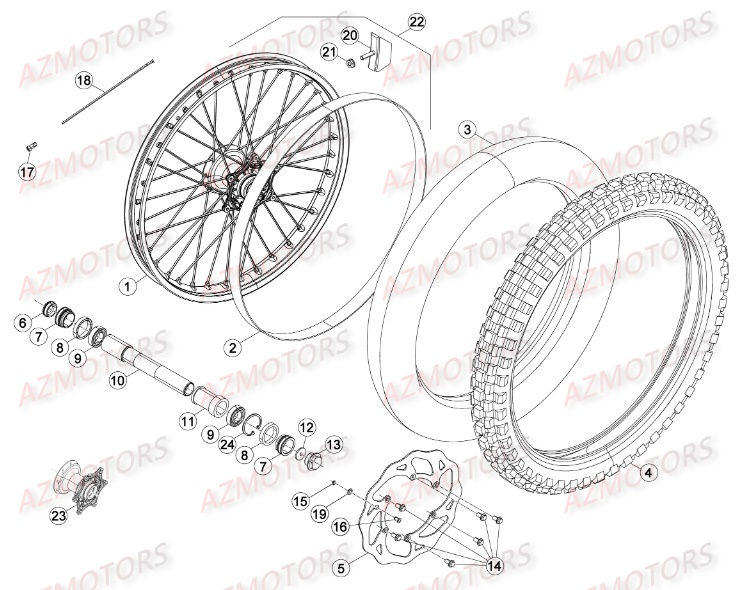 Roue Avant AZMOTORS PiÃ¨ces Beta RR 4T 350 Enduro - 2016