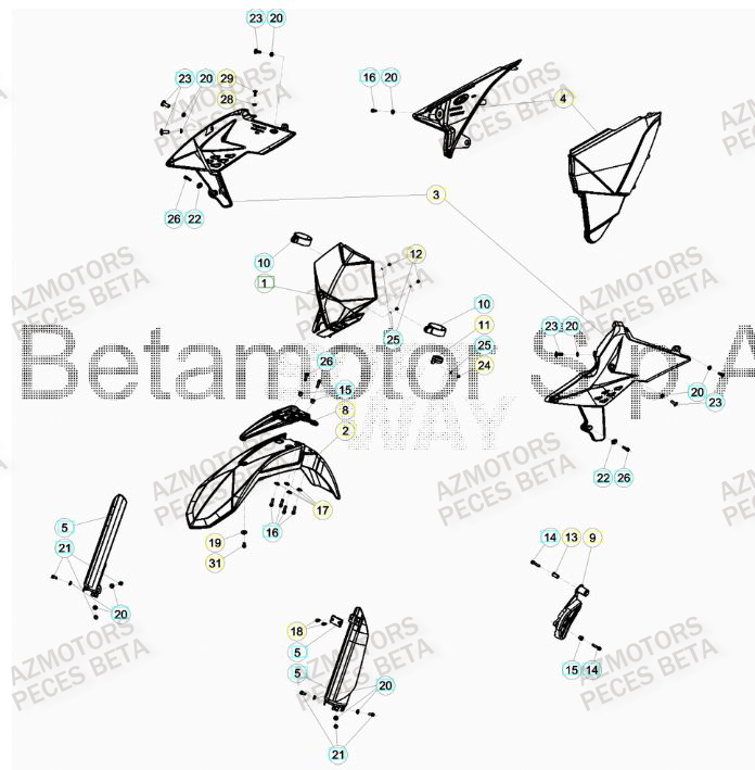 Carenage Avant AZMOTORS PiÃ¨ces BETA RR 4T 350 RACING - (2016)

