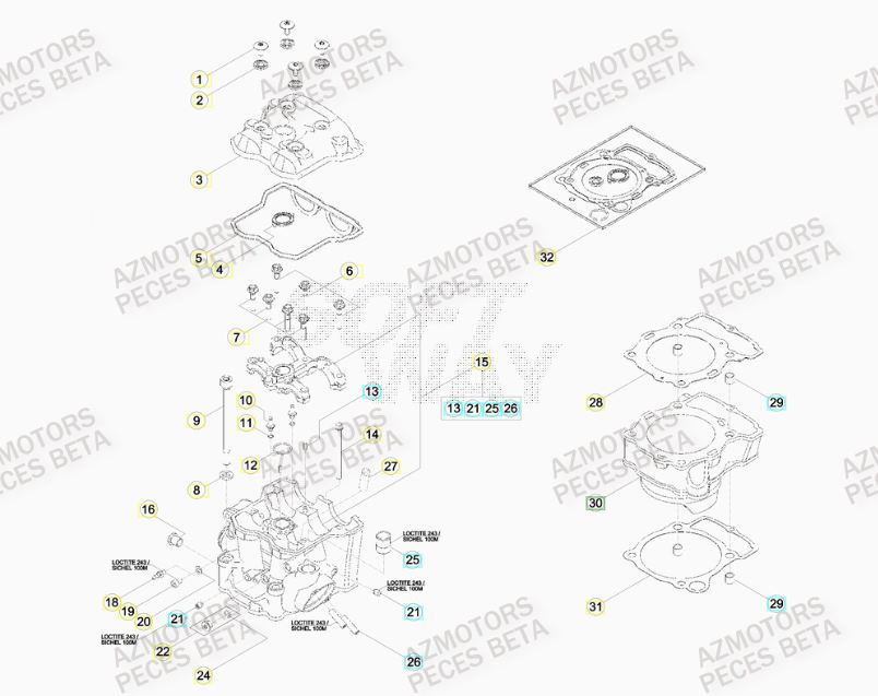 Cylindre AZMOTORS PiÃ¨ces BETA RR 4T 350 RACING - (2016)

