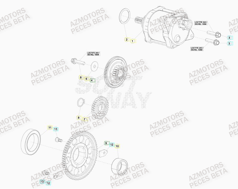 Demarreur AZMOTORS PiÃ¨ces BETA RR 4T 350 RACING - (2016)

