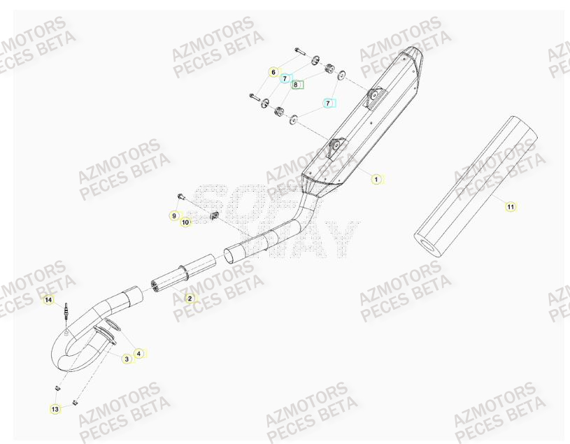 Echappement AZMOTORS PiÃ¨ces BETA RR 4T 350 RACING - (2016)

