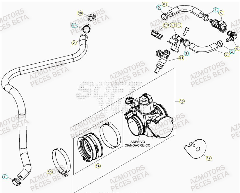 Injection AZMOTORS PiÃ¨ces BETA RR 4T 350 RACING - (2016)

