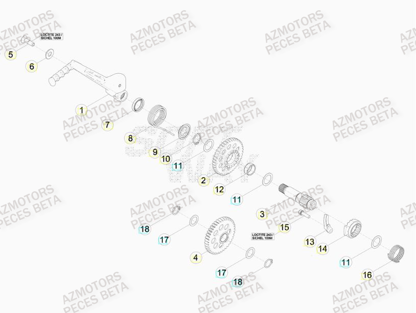 Kick Starter AZMOTORS PiÃ¨ces BETA RR 4T 350 RACING - (2016)

