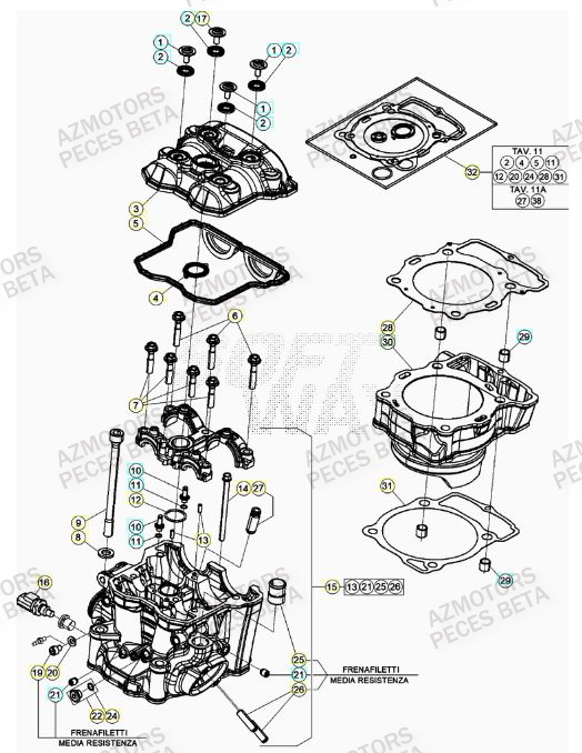 Cylindre AZMOTORS PiÃ¨ces BETA RR 4T RACING 350 - (2023)

