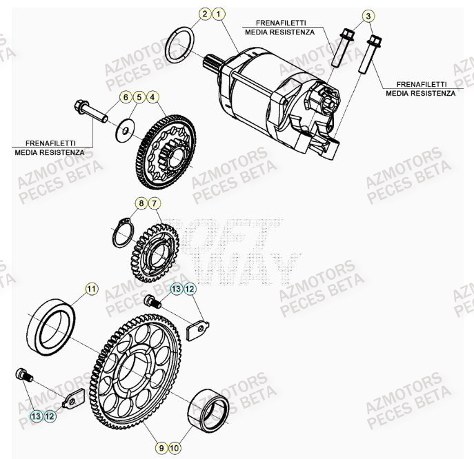 Demarreur AZMOTORS PiÃ¨ces BETA RR 4T RACING 350 - (2023)

