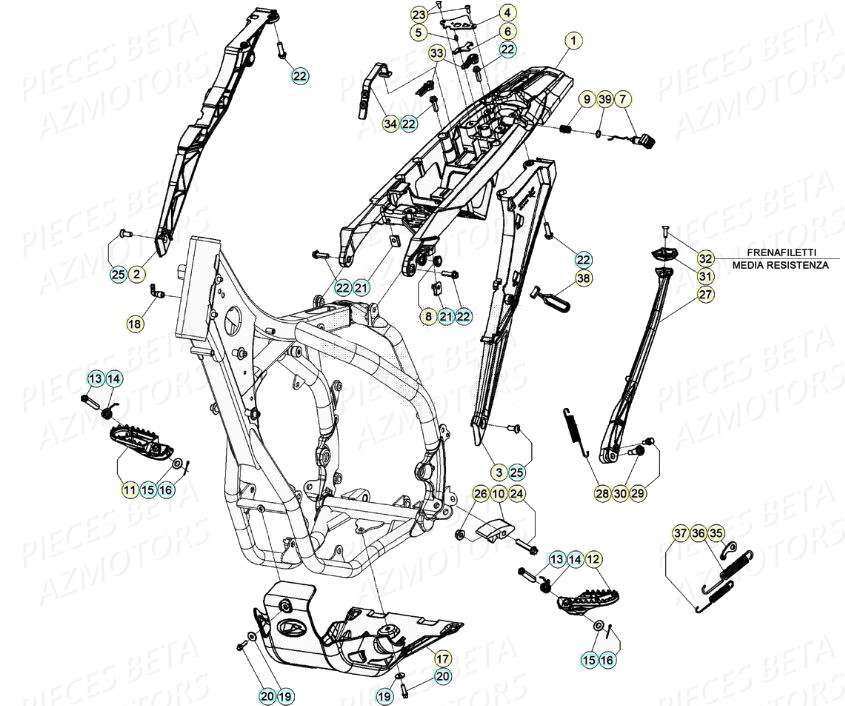 Accessoires Du Chassis AZMOTORS PiÃ¨ces Beta RR 4T 390 Enduro - (2020)