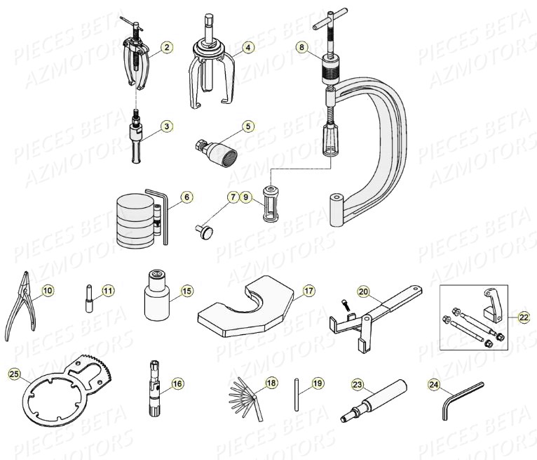 Outils AZMOTORS PiÃ¨ces Beta RR 4T 390 Enduro - (2020)