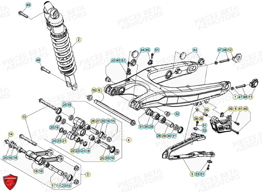 Bras Oscillant Suspension Arriere AZMOTORS PiÃ¨ces Beta RR 4T 390 Enduro - (2021)