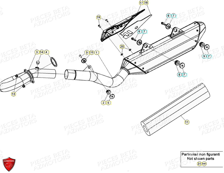 Echappement AZMOTORS PiÃ¨ces Beta RR 4T 390 Enduro - (2021)