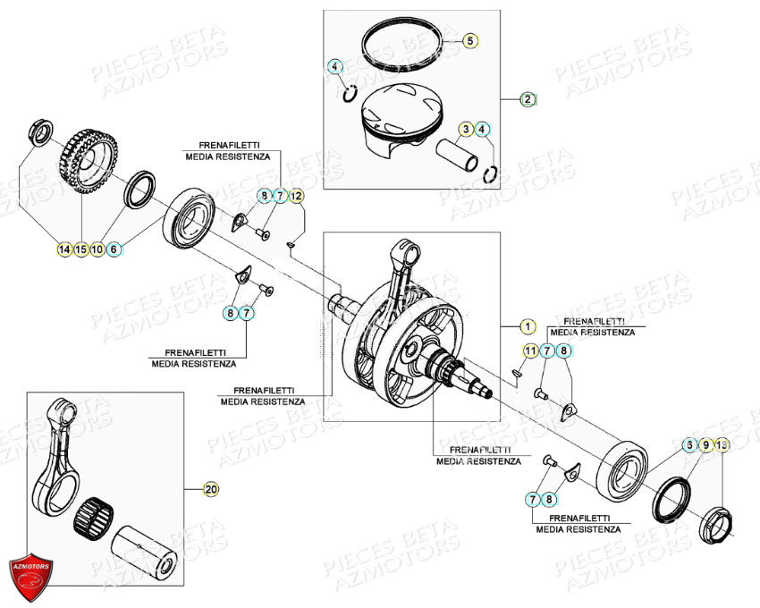 Vilebrequin Piston Bielle AZMOTORS PiÃ¨ces Beta RR 4T 390 Enduro - (2021)