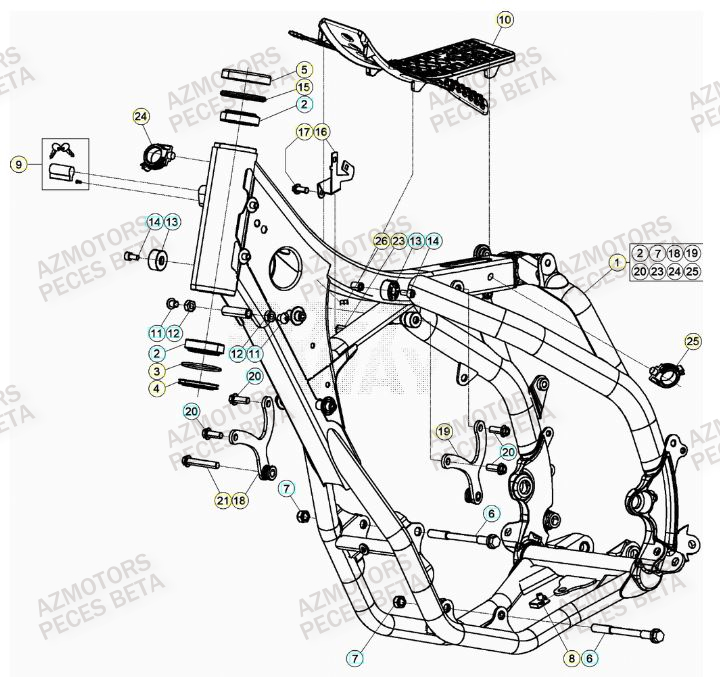 Chassis AZMOTORS PiÃ¨ces Beta RR 4T 390 Enduro - (2022)