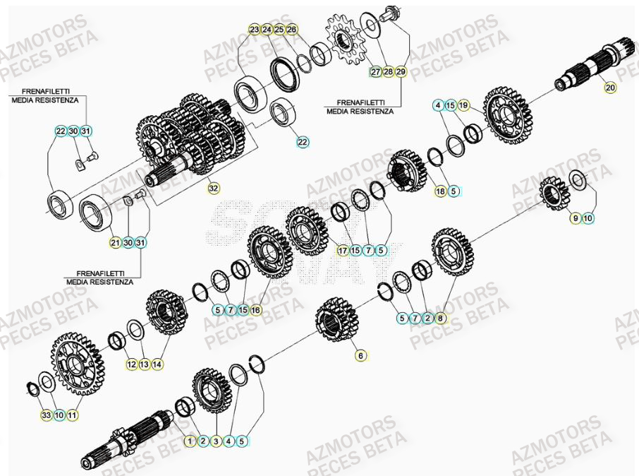 Transmission AZMOTORS PiÃ¨ces Beta RR 4T 390 Enduro - (2022)