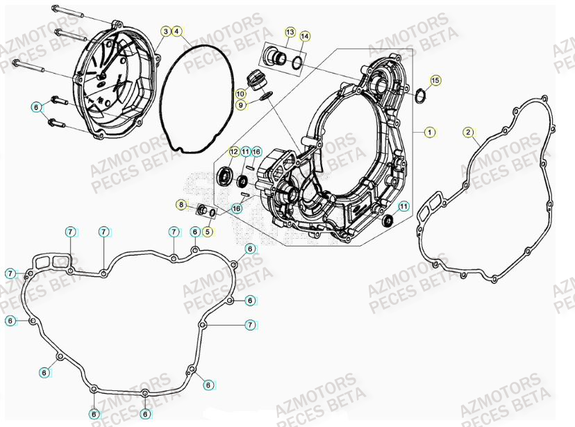 Couvercle Embrayage AZMOTORS PiÃ¨ces Beta RR 4T 390 Enduro - (2023)