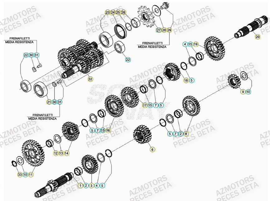 Transmission AZMOTORS PiÃ¨ces Beta RR 4T 390 Enduro - (2023)
