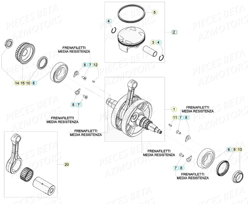 Vilebrequin Piston AZMOTORS PiÃ¨ces BETA RR 4T RACING 390 - (2020)

