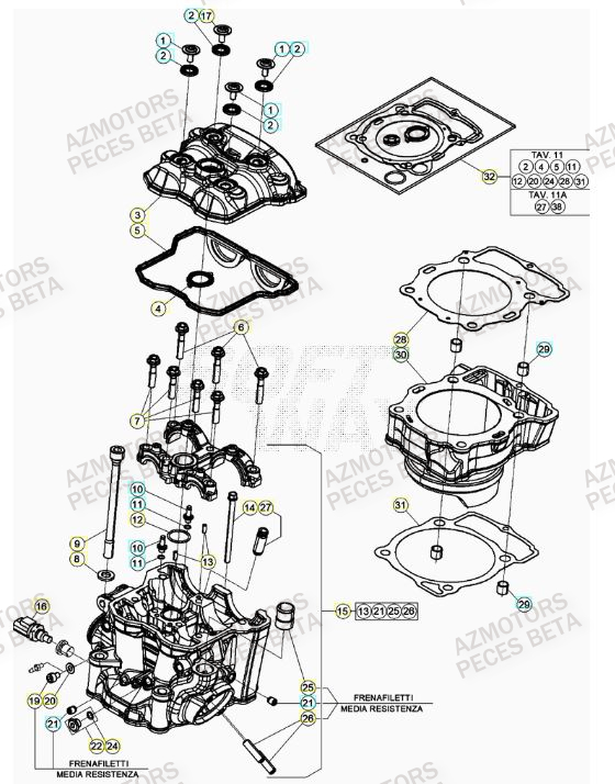 Cylindre AZMOTORS PiÃ¨ces BETA RR 4T RACING 390 - (2022)

