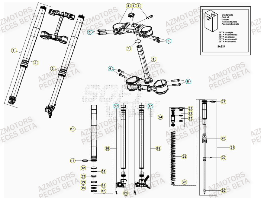 Fourche AZMOTORS PiÃ¨ces BETA RR 4T RACING 390 - (2023)

