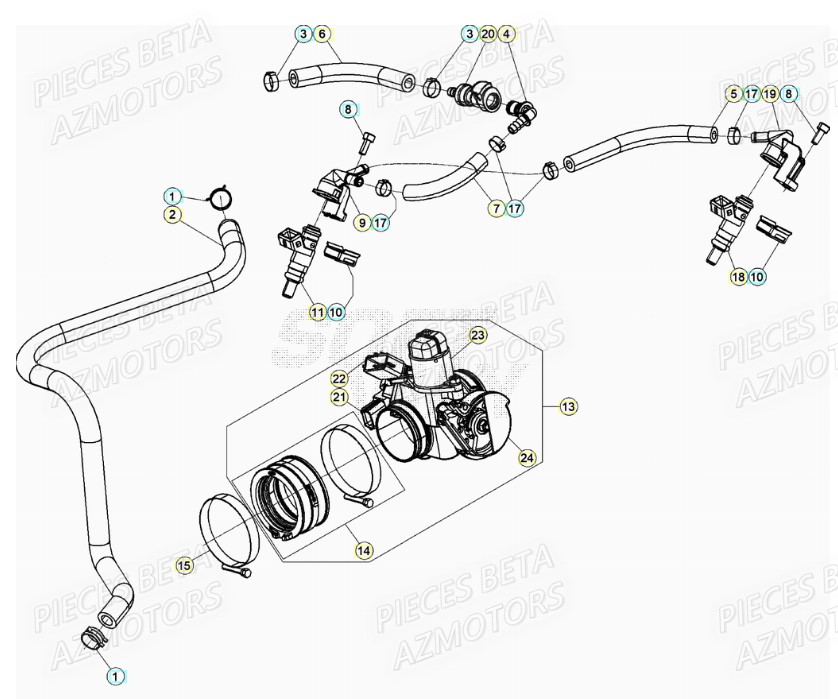 Corps D Injection AZMOTORS PiÃ¨ces Beta RR 4T 430 Enduro - (2021)
