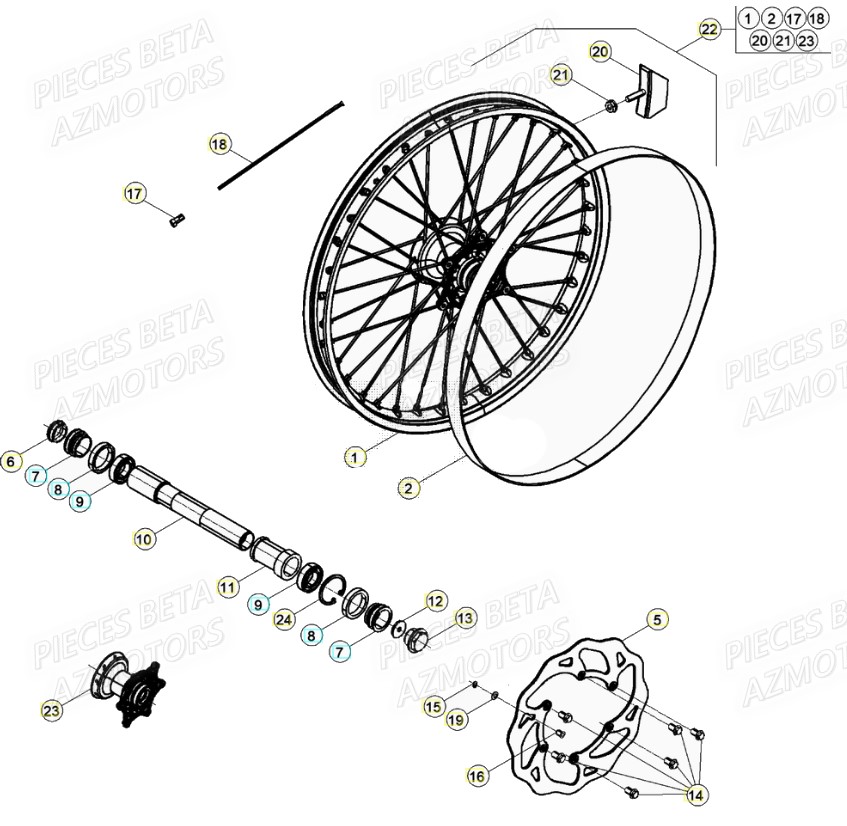 Roue Avant AZMOTORS PiÃ¨ces Beta RR 4T 430 Enduro - (2021)