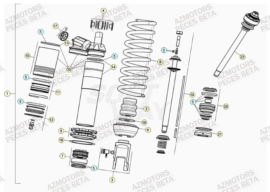 Amortisseur AZMOTORS PiÃ¨ces Beta RR 4T 430 Enduro - (2022)
