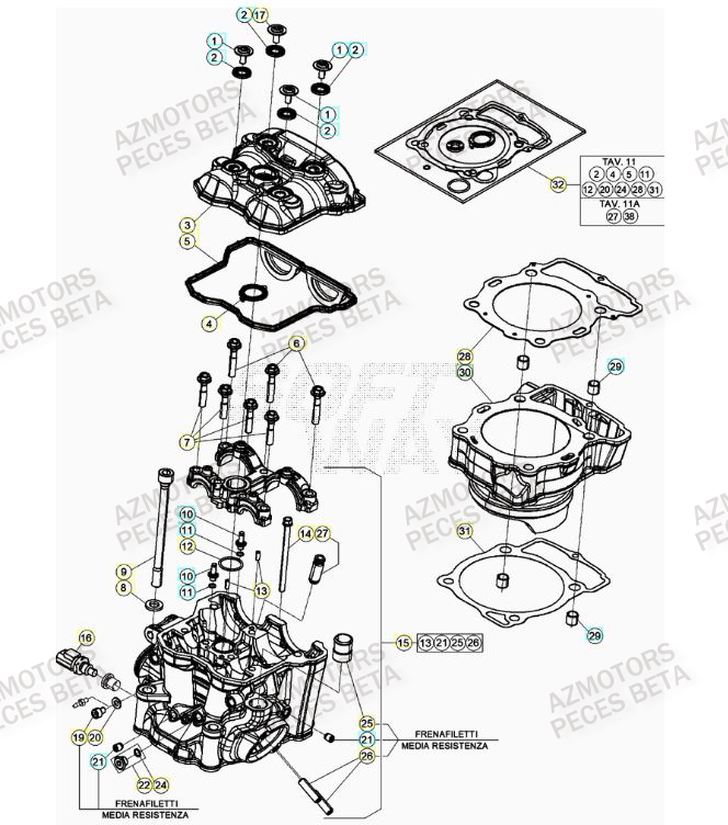 Cylindre AZMOTORS PiÃ¨ces Beta RR 4T 430 Enduro - (2023)