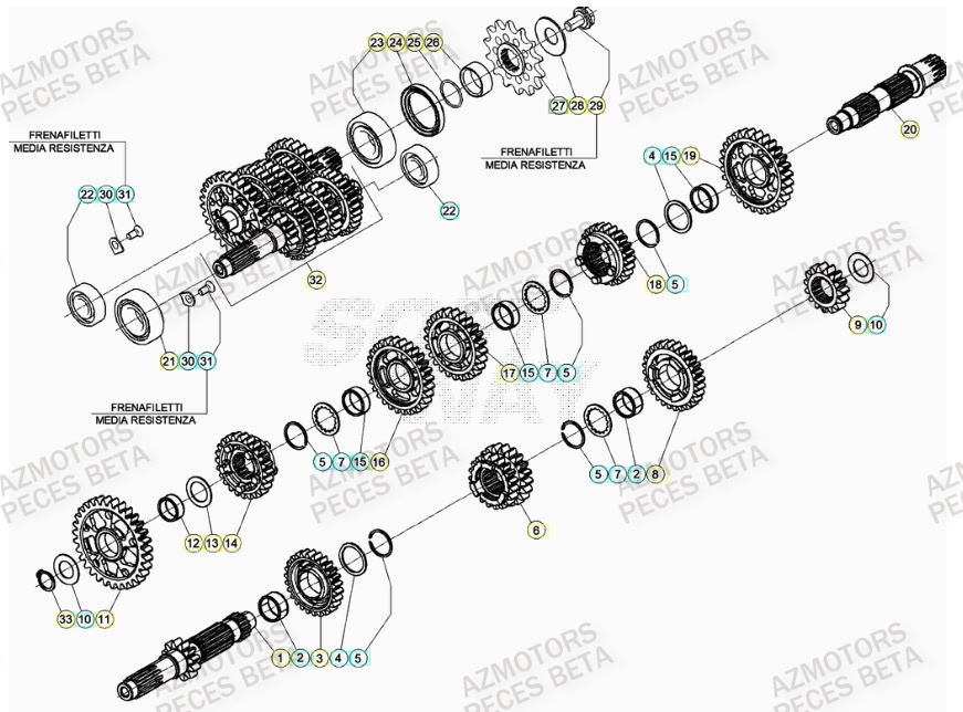 Transmission AZMOTORS PiÃ¨ces Beta RR 4T 430 Enduro - (2023)