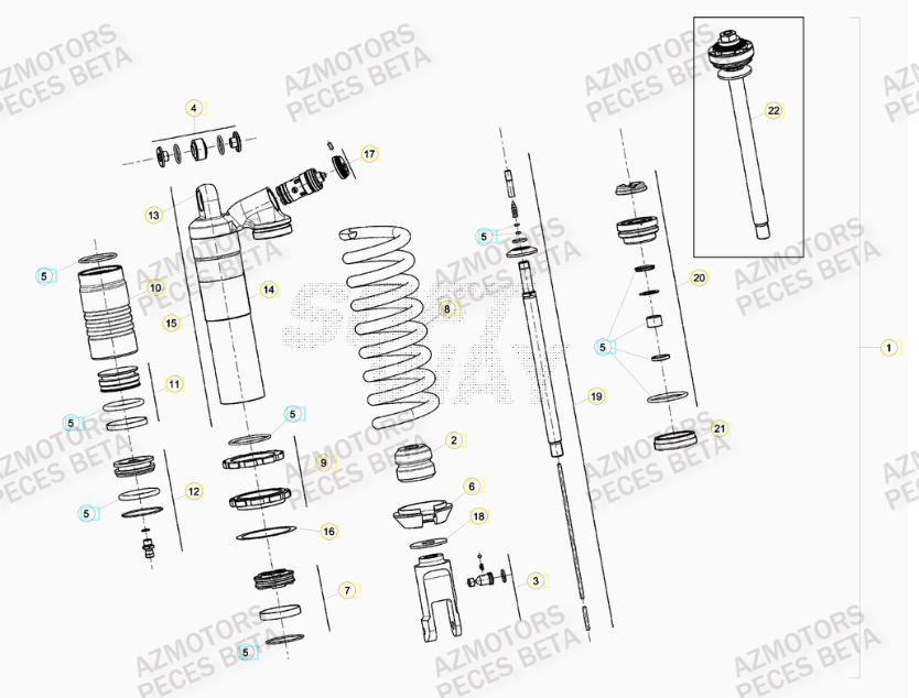 Amortisseur AZMOTORS PiÃ¨ces BETA RR 4T 430 RACING - (2016)

