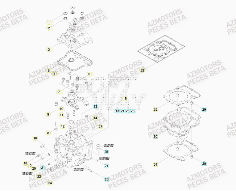 Cylindre AZMOTORS PiÃ¨ces BETA RR 4T 430 RACING - (2016)

