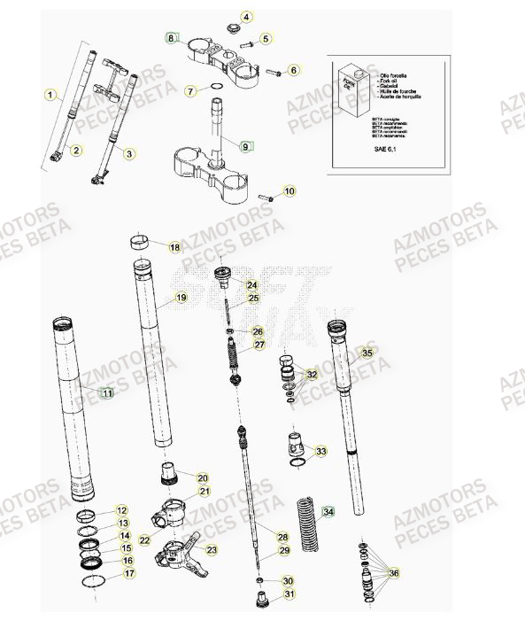 Fourche AZMOTORS PiÃ¨ces BETA RR 4T 430 RACING - (2016)

