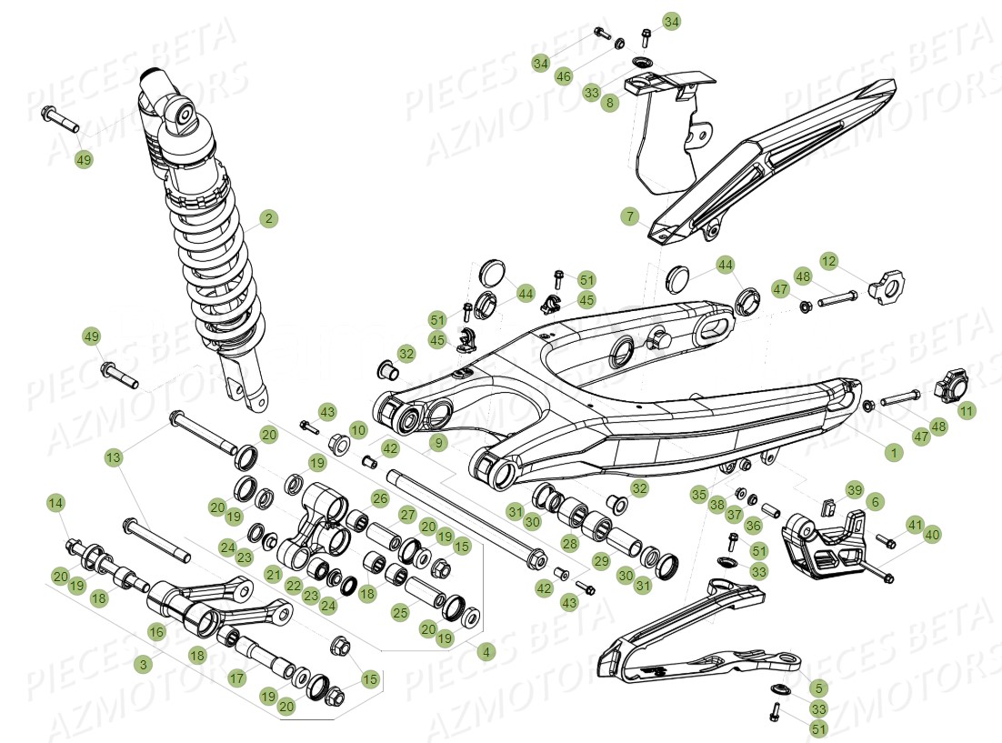 Amortisseur Bras Oscillant AZMOTORS PiÃ¨ces BETA RR 4T RACING 430 - (2019)

