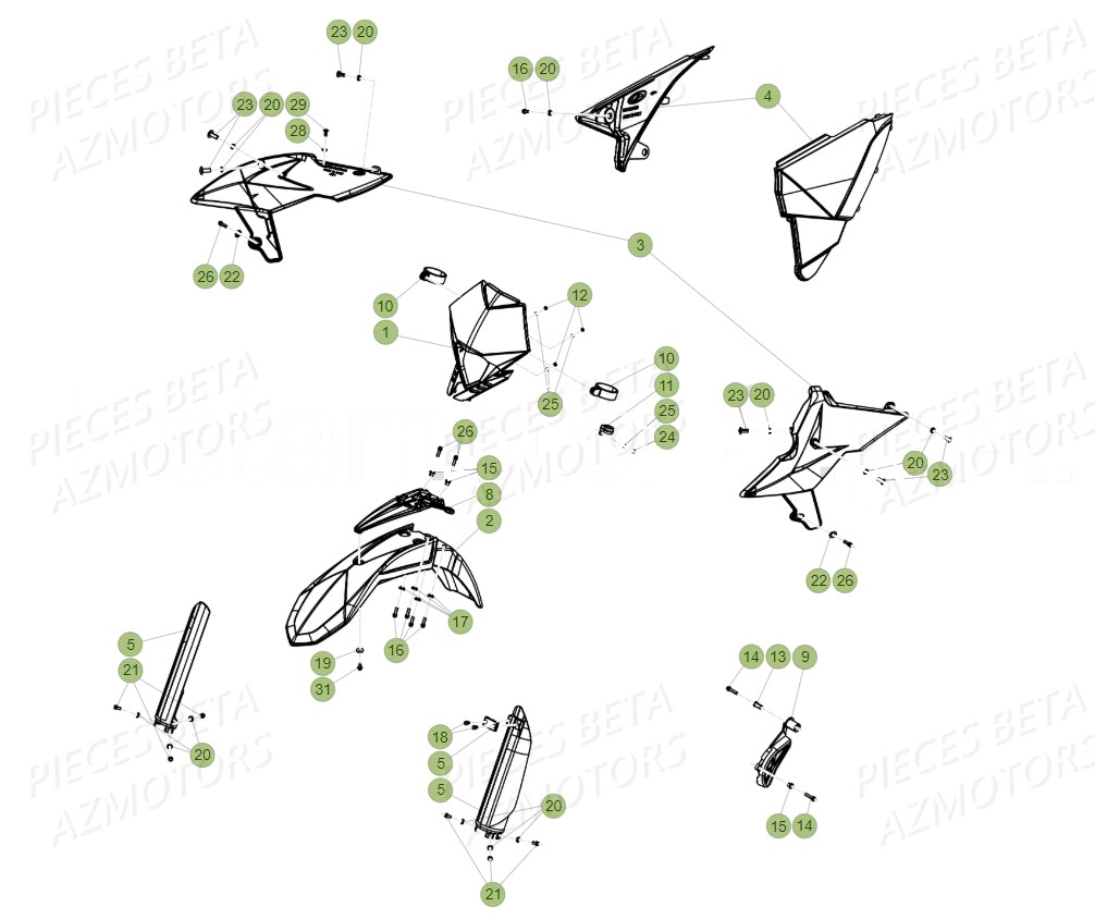 Carenages Avant AZMOTORS PiÃ¨ces BETA RR 4T RACING 430 - (2019)

